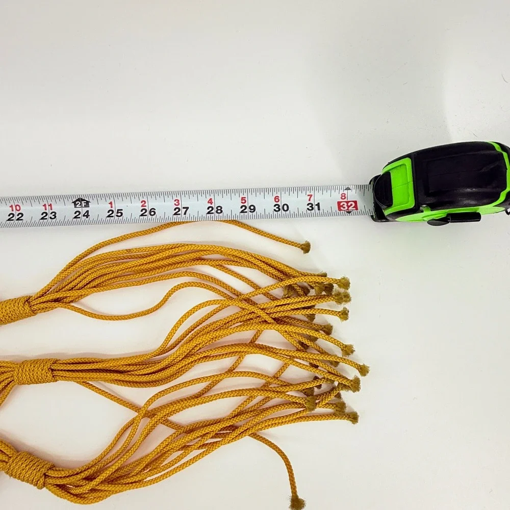 Vintage Macrame Wall Hanging Bell Chimes Mustard Yellow Boho Decor 31 in‎